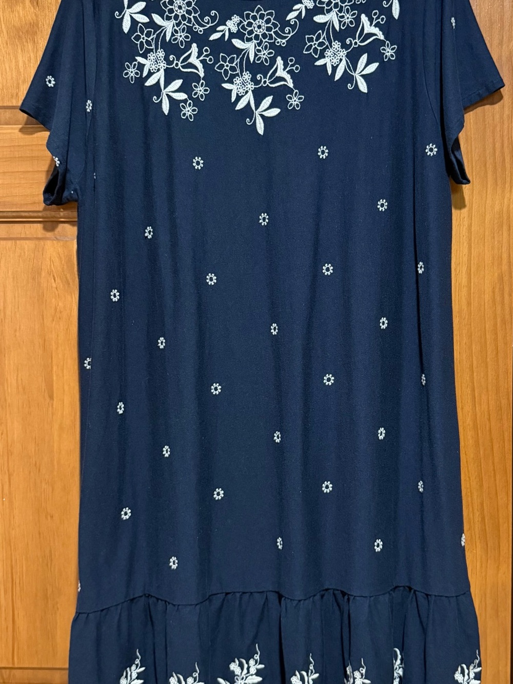J. Jill Navy Tunic with White Floral Embroidery